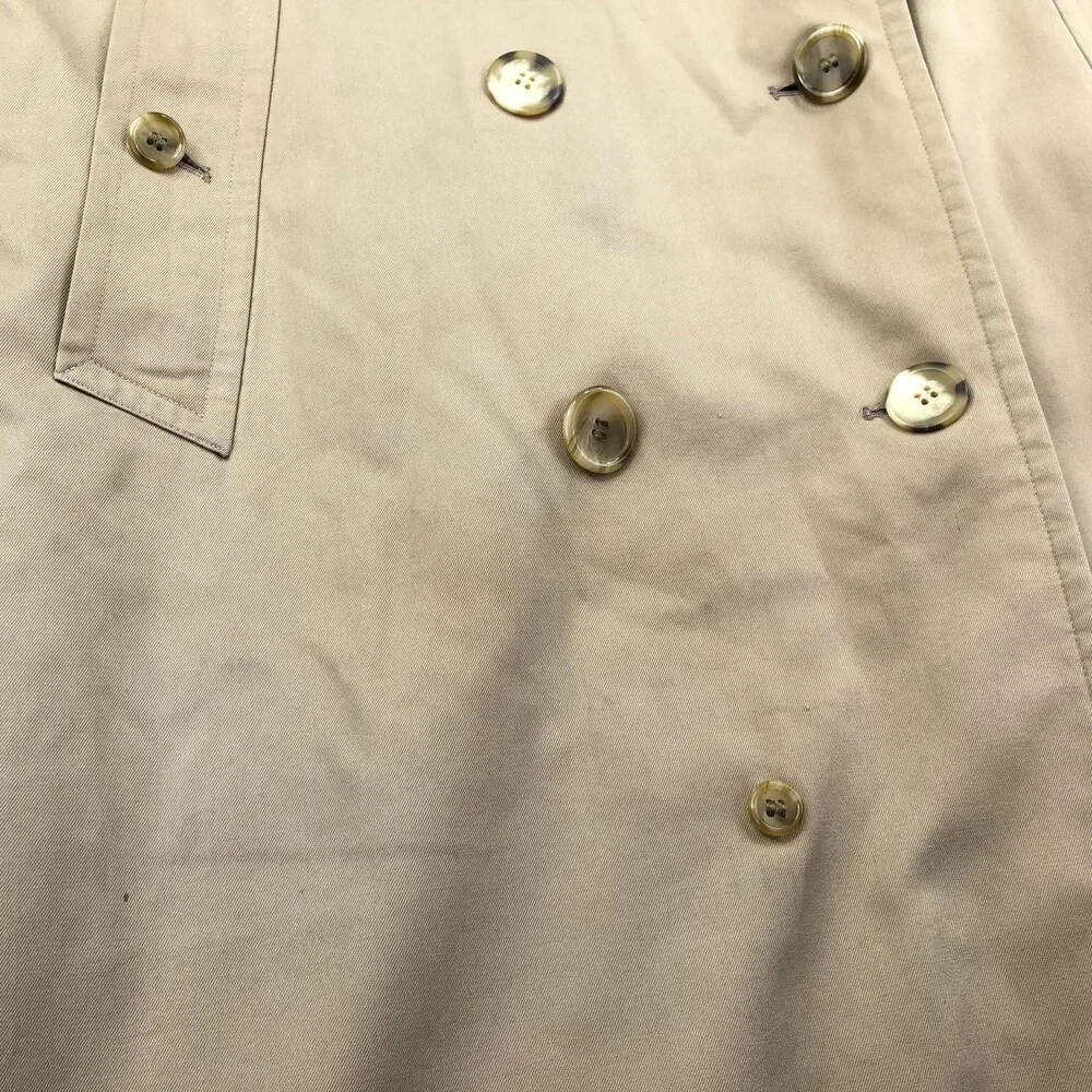 Vintage Burberrys Coat Mens 50 Beige Cotton Trench Belted Plaid Lined England